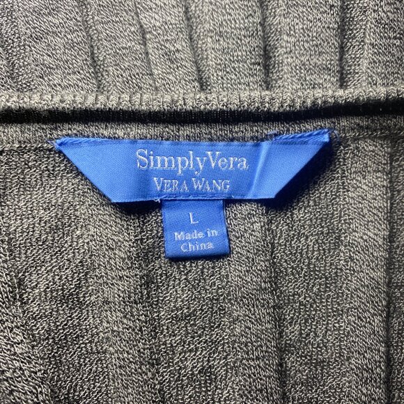 Simply Vera Vera Wang Duster Cardigan Sweater Womens L Gray Sequins Ribbed EUC - Picture 3 of 12